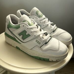 New Balance BB550 White and Green Sneakers